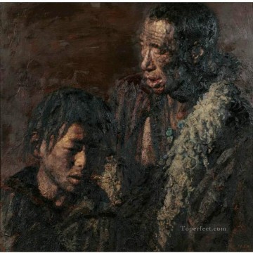 Chino Painting - Padre e hijo chino Chen Yifei